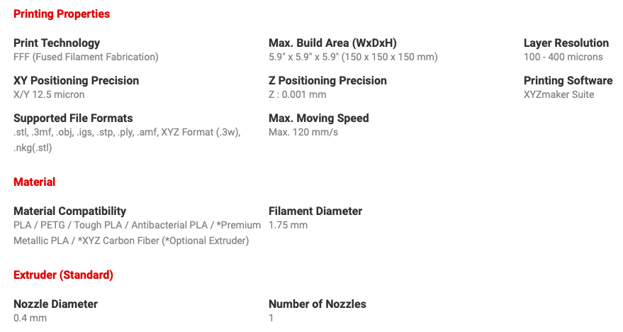XYZprinting da Vinci miniMaker 3D Printer (WiFi)